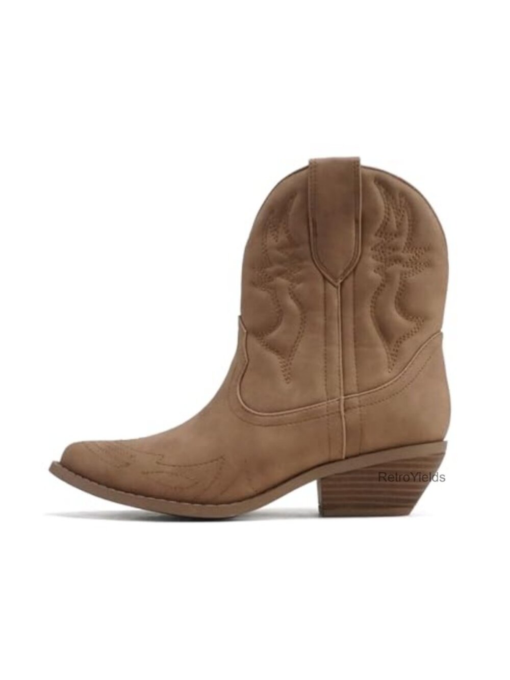 Soda Cowgirl Western Ankle Boots Pointed Toe Pull On Booties